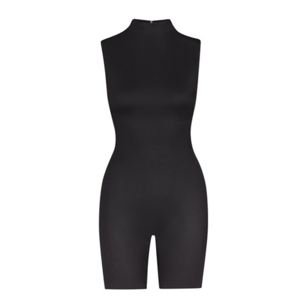 SKIMS All-In-One Shine Mock Neck Mid Thigh Onesie